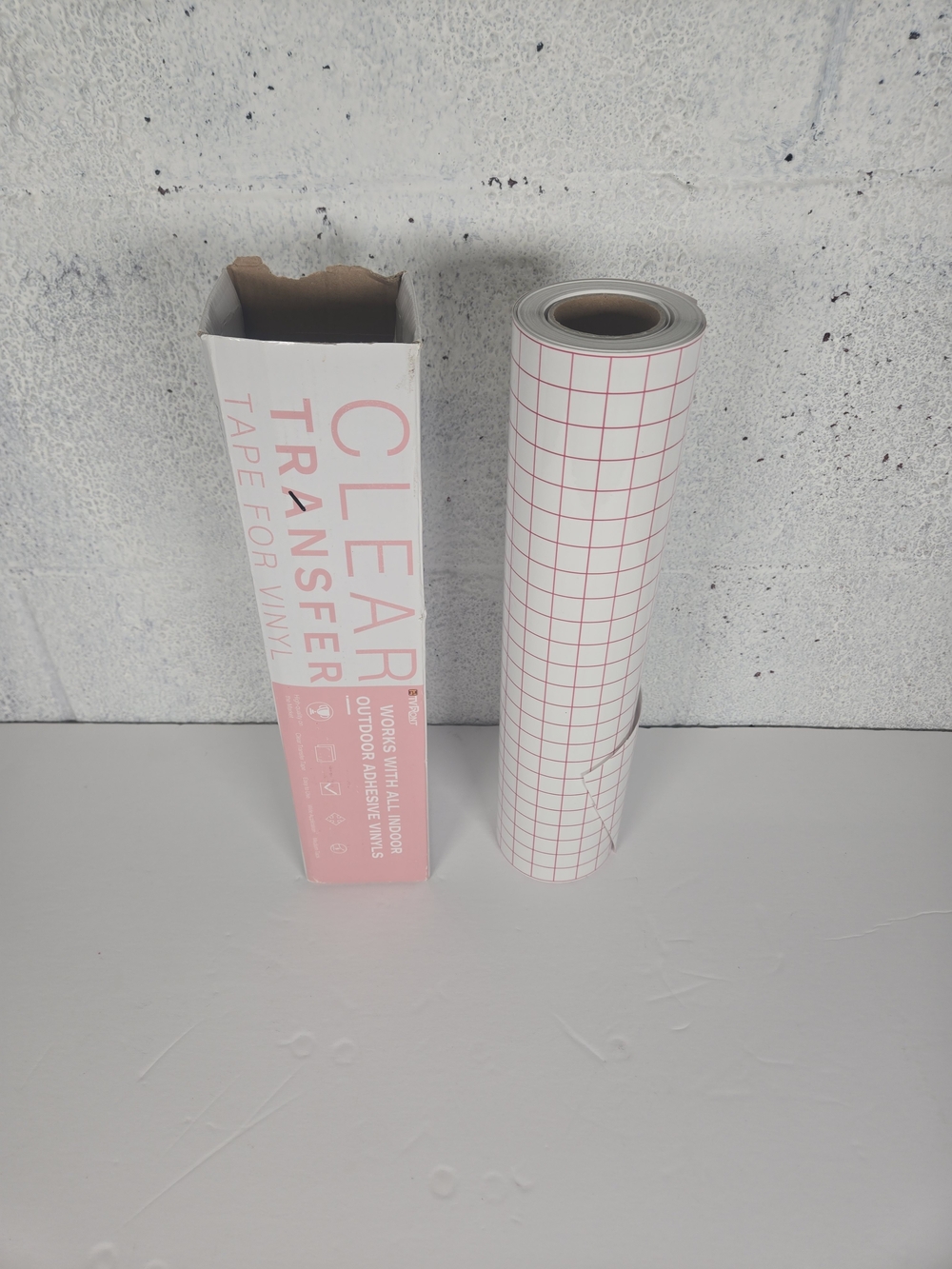 HTVRONT Clear Transfer Tape for Vinyl 1/2" Red Grid Medium Tack Open Box
